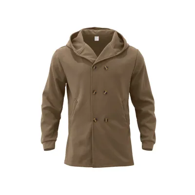 Men Fall Winter Fashion Casual Solid Color Long Sleeve Hooded Coat