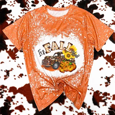 Women Halloween Orange Printed Short-Sleeved T-Shirt Street Hipster
