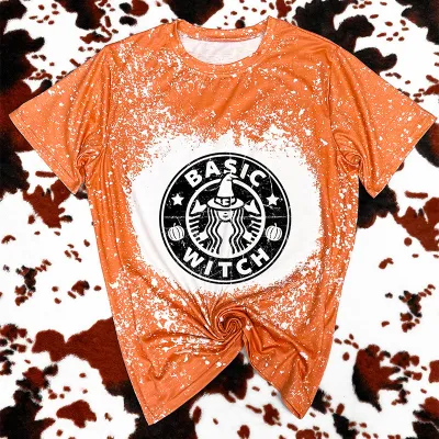 Women Halloween Orange Printed Short-Sleeved T-Shirt Street Hipster