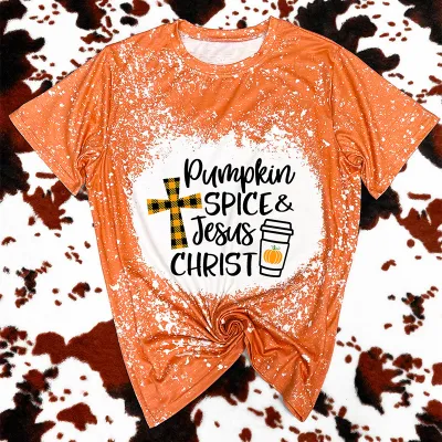 Women Halloween Orange Printed Short-Sleeved T-Shirt Street Hipster