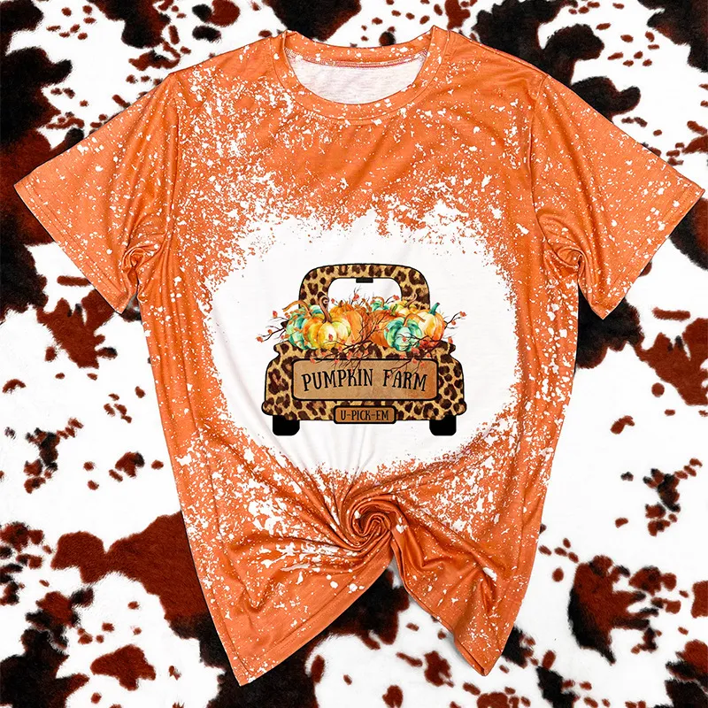 Women Halloween Orange Printed Short-Sleeved T-Shirt Street Hipster