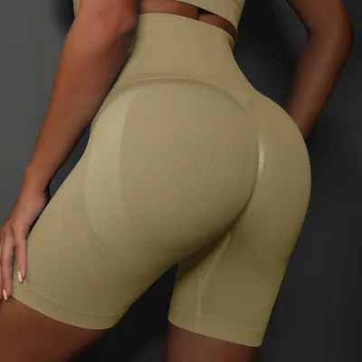 Women Solid Color Breathable Running Fitness Yoga Leg-Bundled Shorts