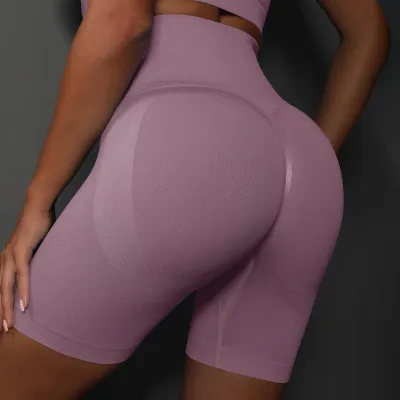 Women Solid Color Breathable Running Fitness Yoga Leg-Bundled Shorts