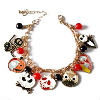 Halloween Party Diamond Spider Ghost Pumpkin Skull Pendant Bracelet
