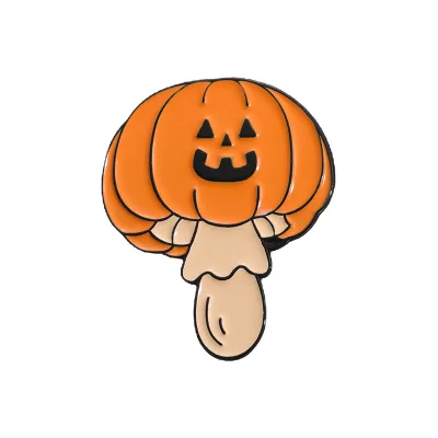 Gothic Cartoon Halloween Plant Series Badge Fun Mushroom Pumpkin Lamp Shape Alloy Brooch