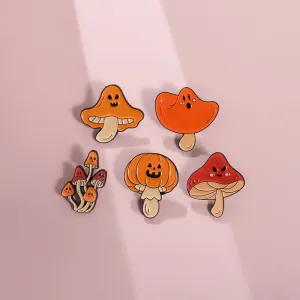 Gothic Cartoon Halloween Plant Series Badge Fun Mushroom Pumpkin Lamp Shape Alloy Brooch