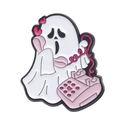 Gothic White Halloween Ghost Brooch Pumpkin Series Metal Badge Fashion Pin