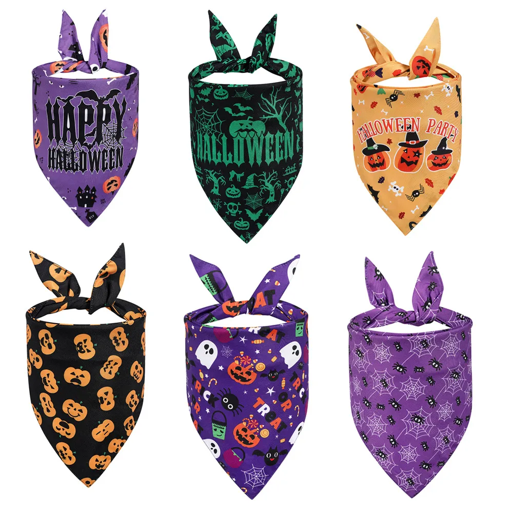 Festive Halloween Ghost Pumpkin Cartoon Pet Dog Triangle Slippery Towel