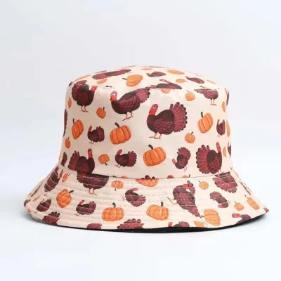 Simple Fashion Flamingo Pumpkin Football Print Bucket Hat