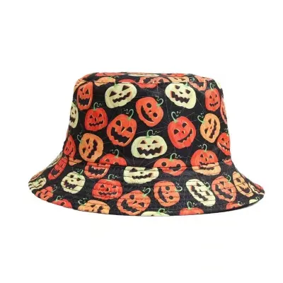 Simple Fashion Flamingo Pumpkin Football Print Bucket Hat