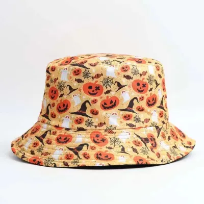 Simple Fashion Flamingo Pumpkin Football Print Bucket Hat