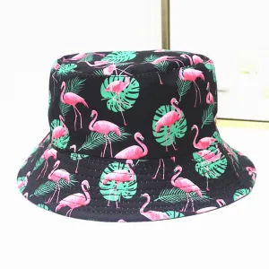 Simple Fashion Flamingo Pumpkin Football Print Bucket Hat