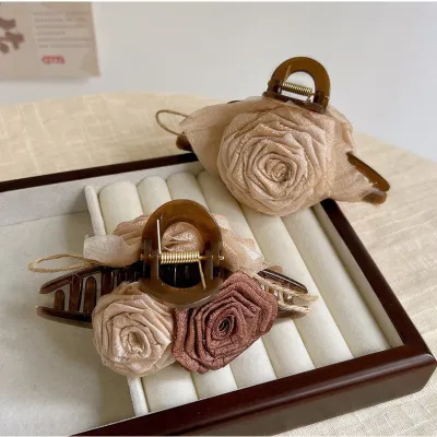 Women Simple Fashion Rose Flower Hair Claws
