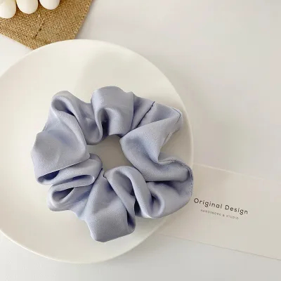 Women Simple Solid Color Satin Large Intestine Hair Band