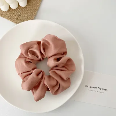 Women Simple Solid Color Satin Large Intestine Hair Band
