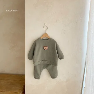 Kids Baby Boys Girls Cute Cartoon Bear Long Sleeve Sweatshirts Pants Sets Unisex Pullover Two-Piece