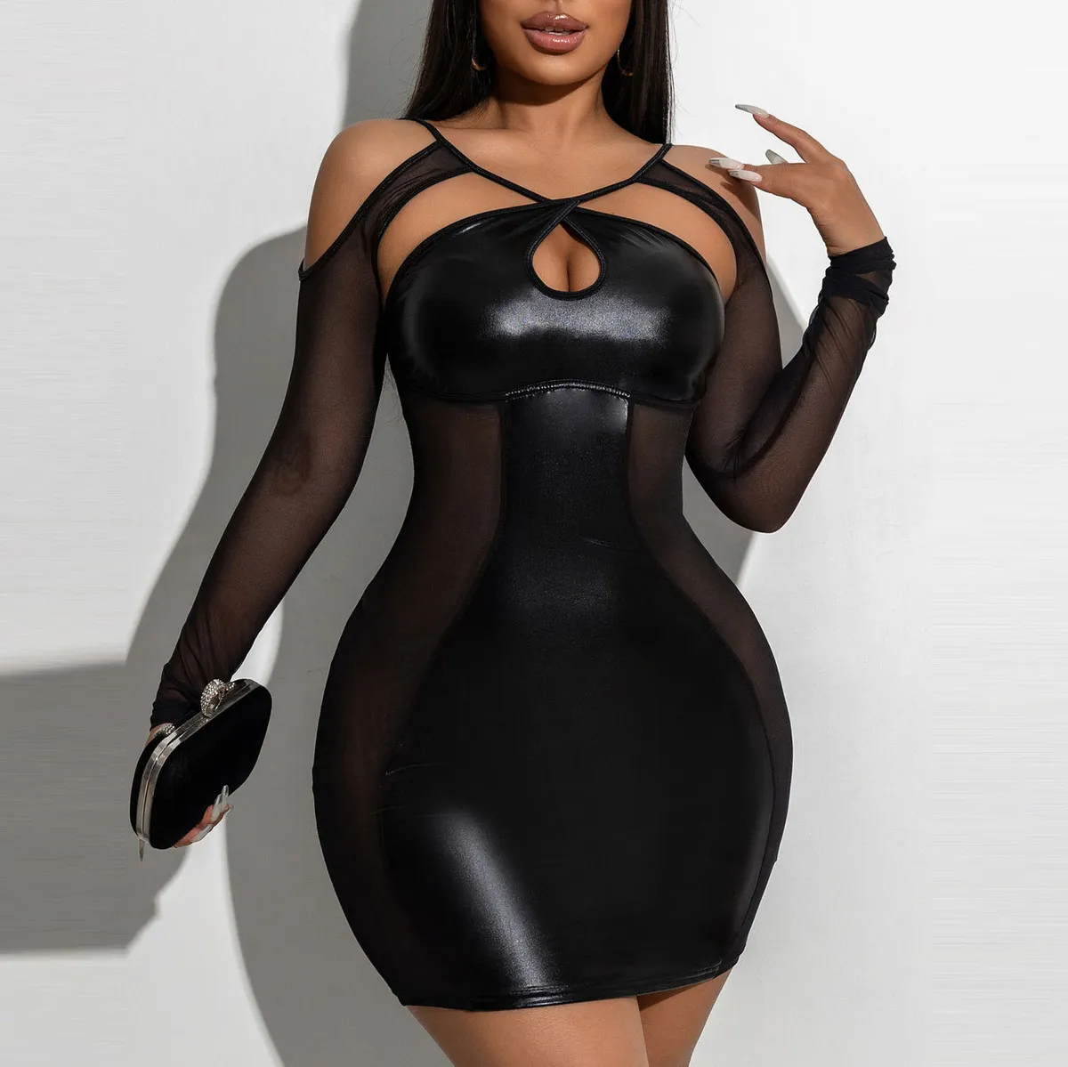 Summer Women Fashion Sexy Crossover Halter Neck Backless Long Sleeve Dress