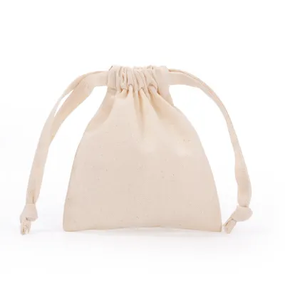 Custom Logo Solid Color Blank Drawstring Cotton Storage Bag