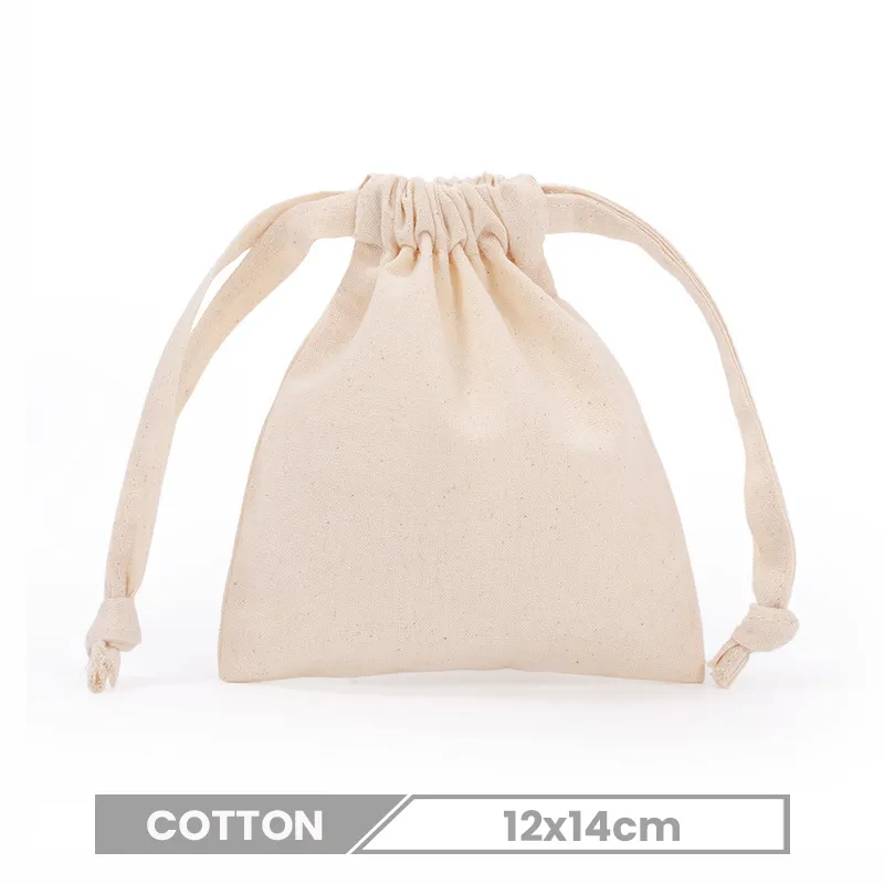 Custom Logo Solid Color Blank Drawstring Cotton Storage Bag