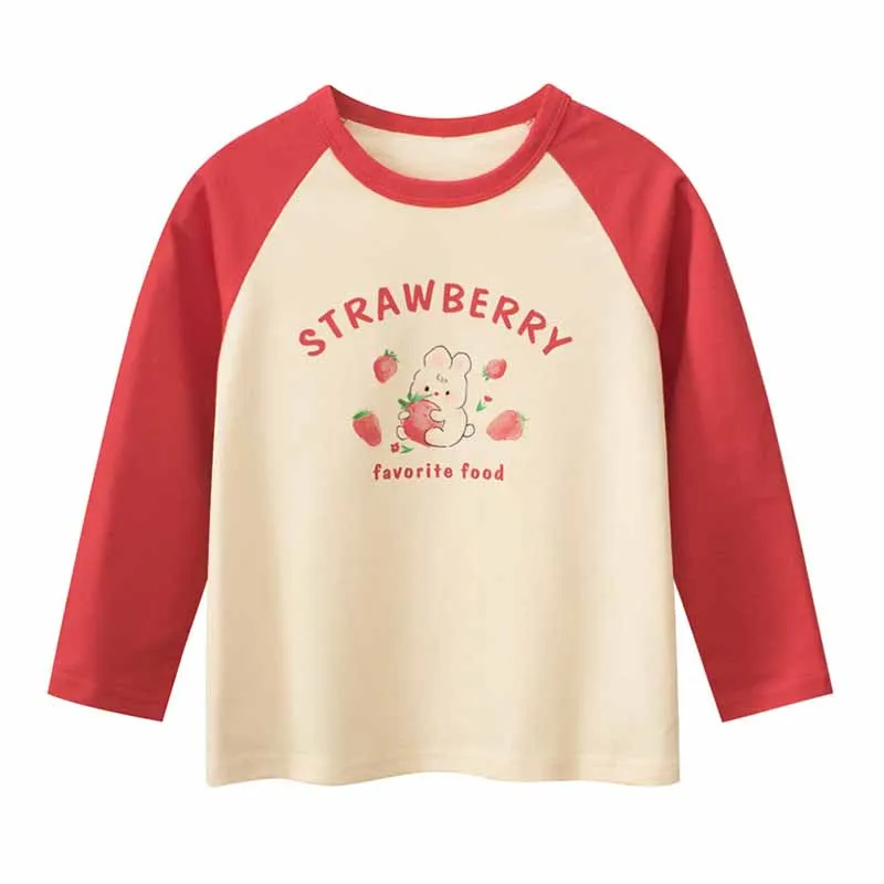 Kids Toddler Big Girls Casual Cute Bunny Alphabet Print Long Sleeve Cotton T-Shirt