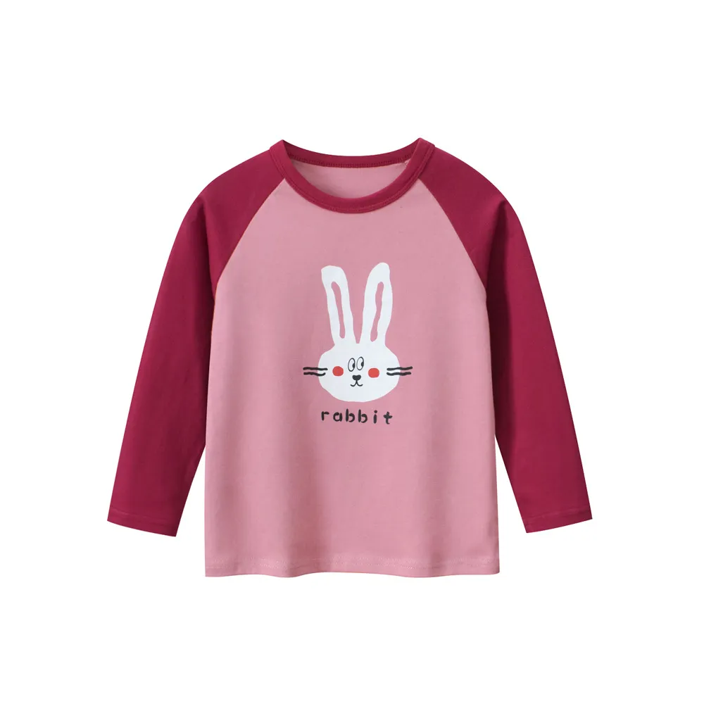 Kids Toddler Big Girls Cartoon Bunny Print Long Sleeve Cotton T-Shirt