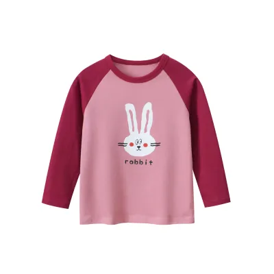 Kids Toddler Big Girls Cartoon Bunny Print Long Sleeve Cotton T-Shirt