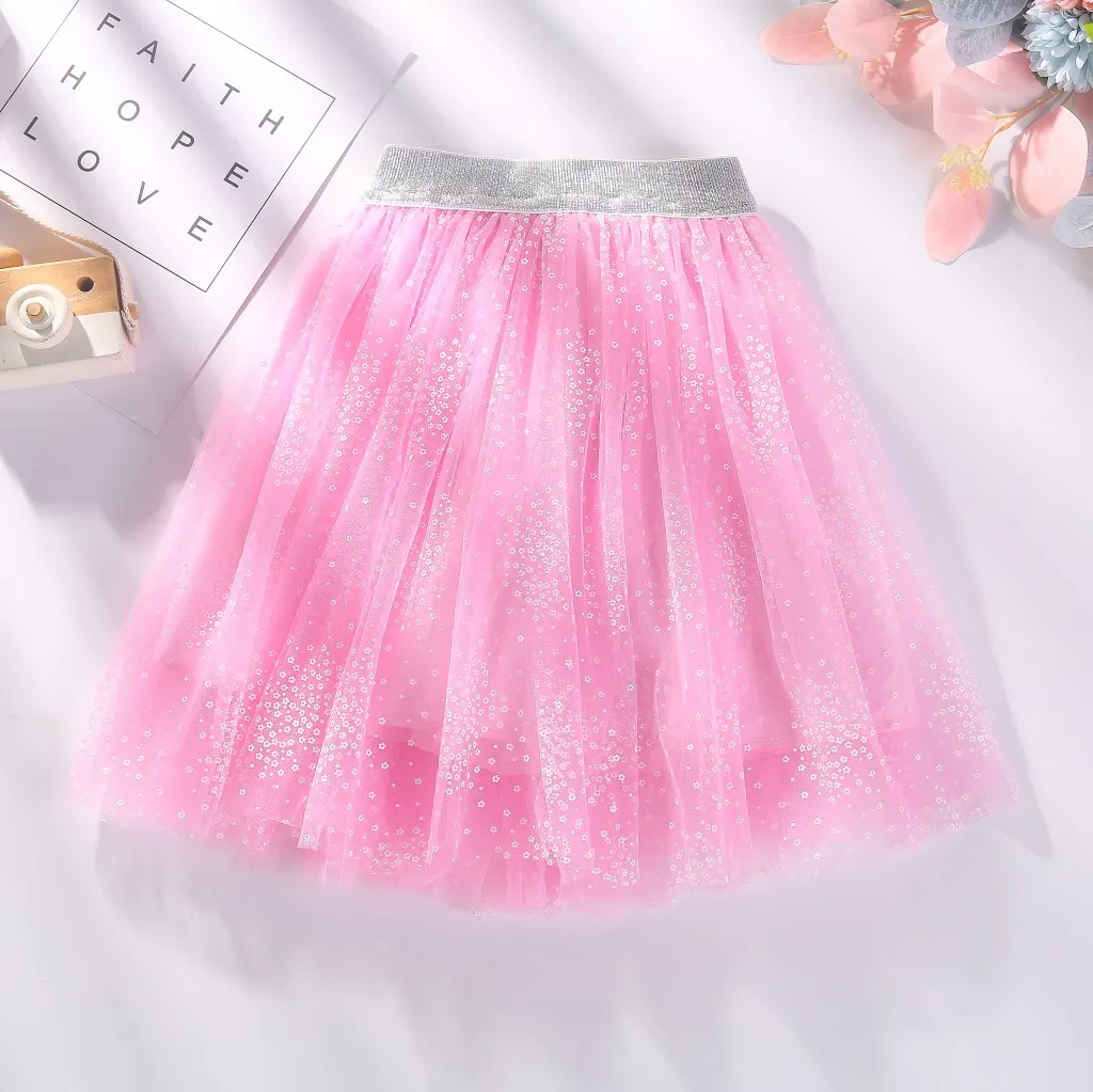 Kids Toddler Girls Casual Cute Sequins Mesh Princess Skirt