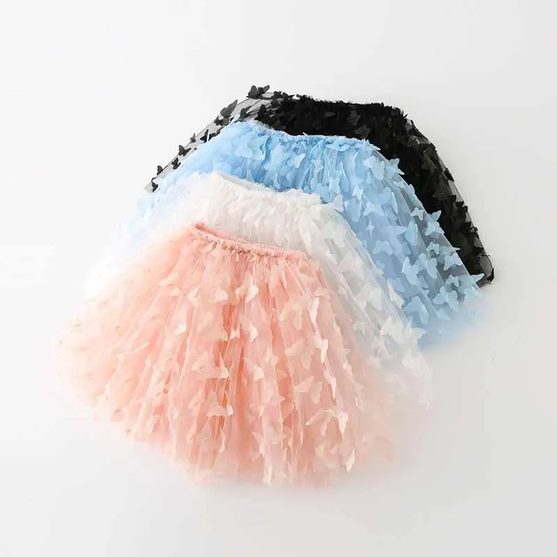 Kids Toddler Girls Casual Cute Butterfly Pattern Mesh Skirt