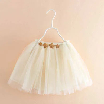 Kids Toddler Girls Casual Cute Star Print Mesh Pleated Skirt