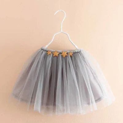 Kids Toddler Girls Casual Cute Star Print Mesh Pleated Skirt