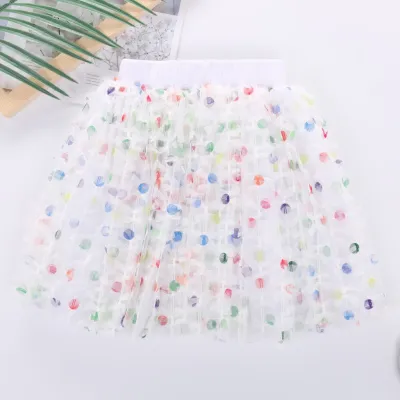 Kids Toddler Girls Casual Cute Polka Dot Print Mesh Princess Skirt