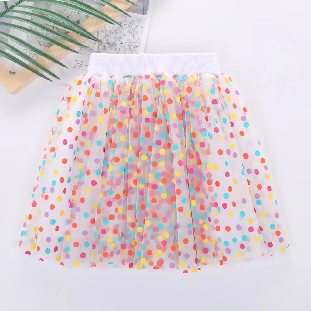 Kids Toddler Girls Casual Cute Polka Dot Print Mesh Princess Skirt