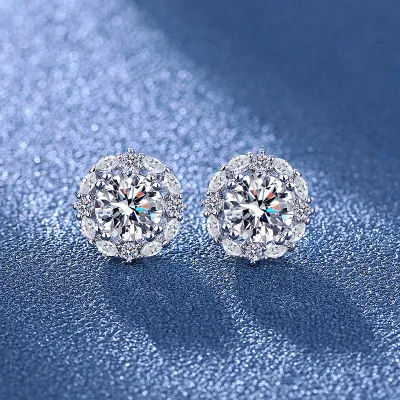 Women Simple Creative Round Rhinestone Pendant Necklace Earrings Ring Jewelry Set