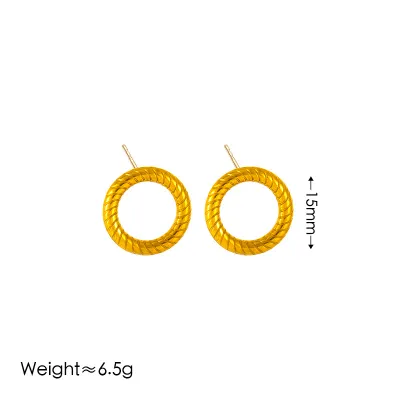 Women's Simple Ancient Pattern Geometric Circle Necklace Bracelet Earring Set