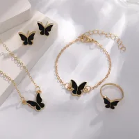 Women Fashion Multicolor Sunflower Shaped Dangle Earrings Necklace Jewelry Set