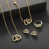 Gold Double Heart 4 Piece Set
