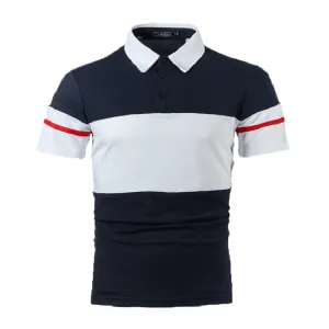 Men Casual Plus Size Short Sleeve Color Matching Lapel POLO Shirt