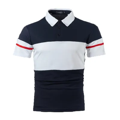 Men Casual Plus Size Short Sleeve Color Matching Lapel POLO Shirt