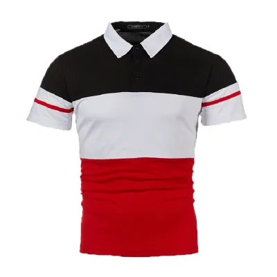 Men Casual Plus Size Short Sleeve Color Matching Lapel POLO Shirt