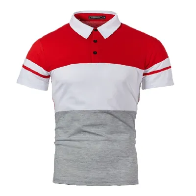 Men Casual Plus Size Short Sleeve Color Matching Lapel POLO Shirt