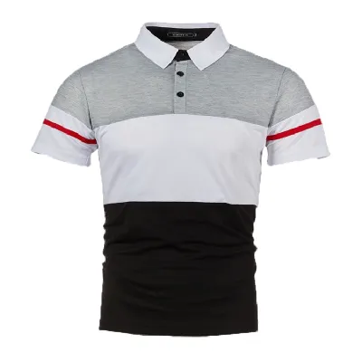 Men Casual Plus Size Short Sleeve Color Matching Lapel POLO Shirt