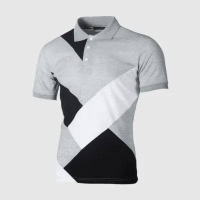 Men Plus Size Casual Color Matching Short Sleeve Lapel Polo Shirt