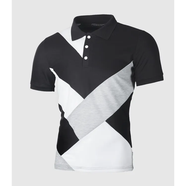Men Plus Size Casual Color Matching Short Sleeve Lapel Polo Shirt
