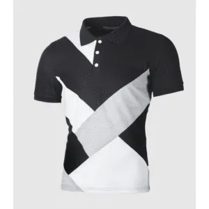 Men Plus Size Casual Color Matching Short Sleeve Lapel Polo Shirt
