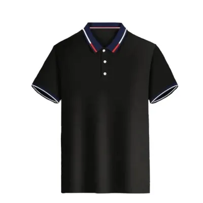 Men Casual Basic Stripe Short Sleeve Lapel POLO Shirt