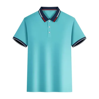 Men Casual Basic Stripe Short Sleeve Lapel POLO Shirt