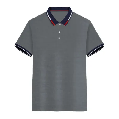 Men Casual Basic Stripe Short Sleeve Lapel POLO Shirt