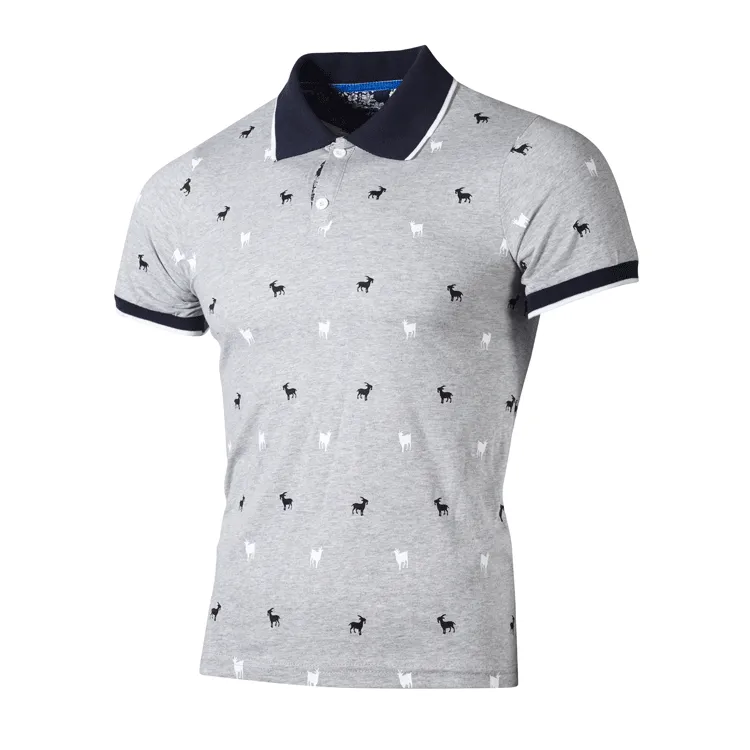 Men Fashion Casual Color Matching Short Sleeve Lapel Polo Shirt