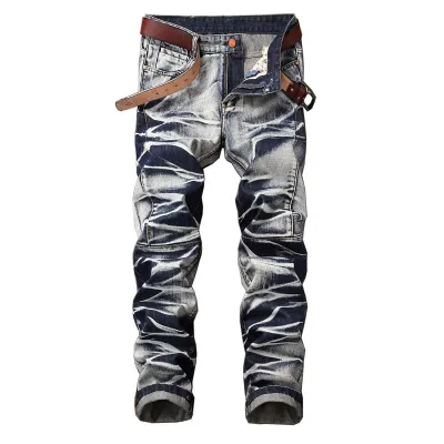Men Fashion Vintage Casual Plus Size Straight Denim Jeans