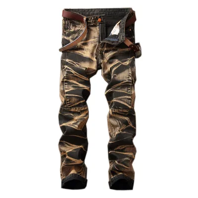 Men Fashion Vintage Casual Plus Size Straight Denim Jeans